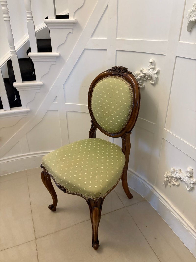 Pair of Antique Victorian Quality Carved Walnut Side Chairs - Image 5